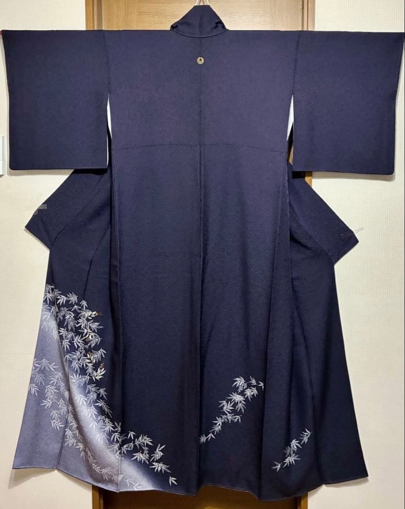 初春 吉祥南天柄 上質正絹紋意匠 一つ紋 訪問着 深い濃紺色