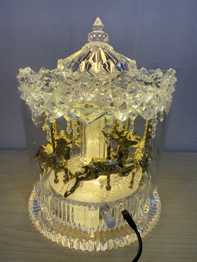 さくら【中古HARMONIERハルモニアアクリルLEDカルーセルオルゴール