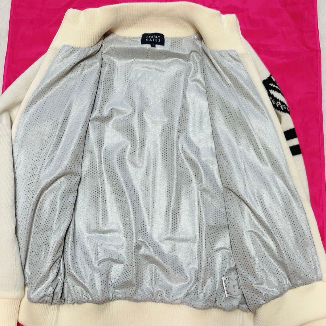 極美品　パーリーゲイツ　ドライバーズニット　ニットジャケット　裏地付　防風　白