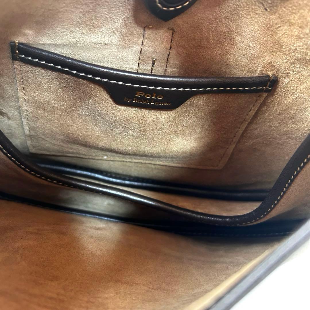 【美品】ポロラルフローレン IDショルダーバック レザー キャンバス