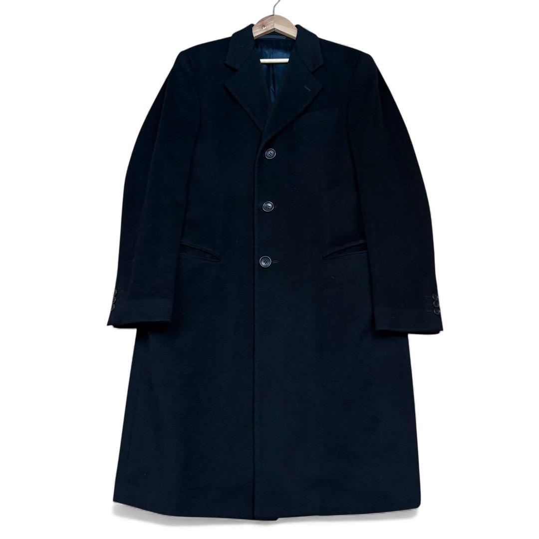 美品 アルマーニコレッツォーニ カシミヤ100% チェスターコート 46 黒
