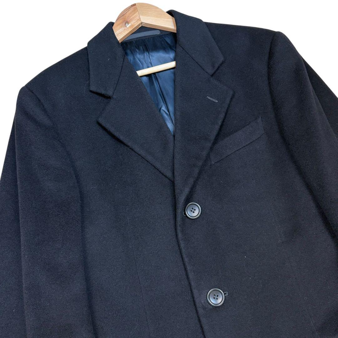 美品 アルマーニコレッツォーニ カシミヤ100% チェスターコート 46 黒