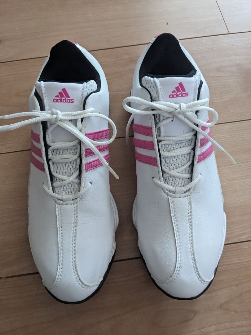 adidas ゴルフシューズ ホワイト/ピンク - メルカリ