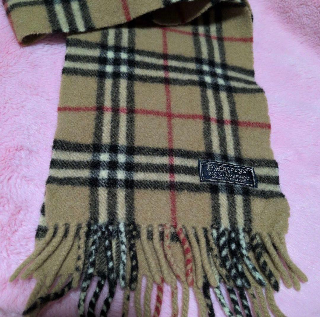 Burberry チェック柄 マフラー 100%ラムウール - メルカリ