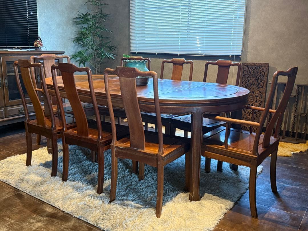 唐木 花梨 8人掛け エクステンションテーブル ダイニングセット IIR