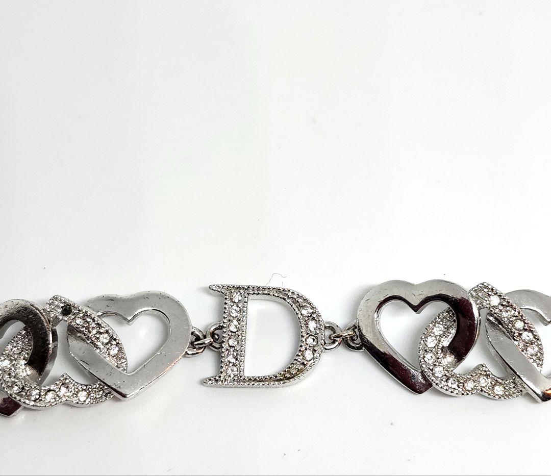 Christian Dior ディオール 3連 ハート ロゴ シルバー ブレス
