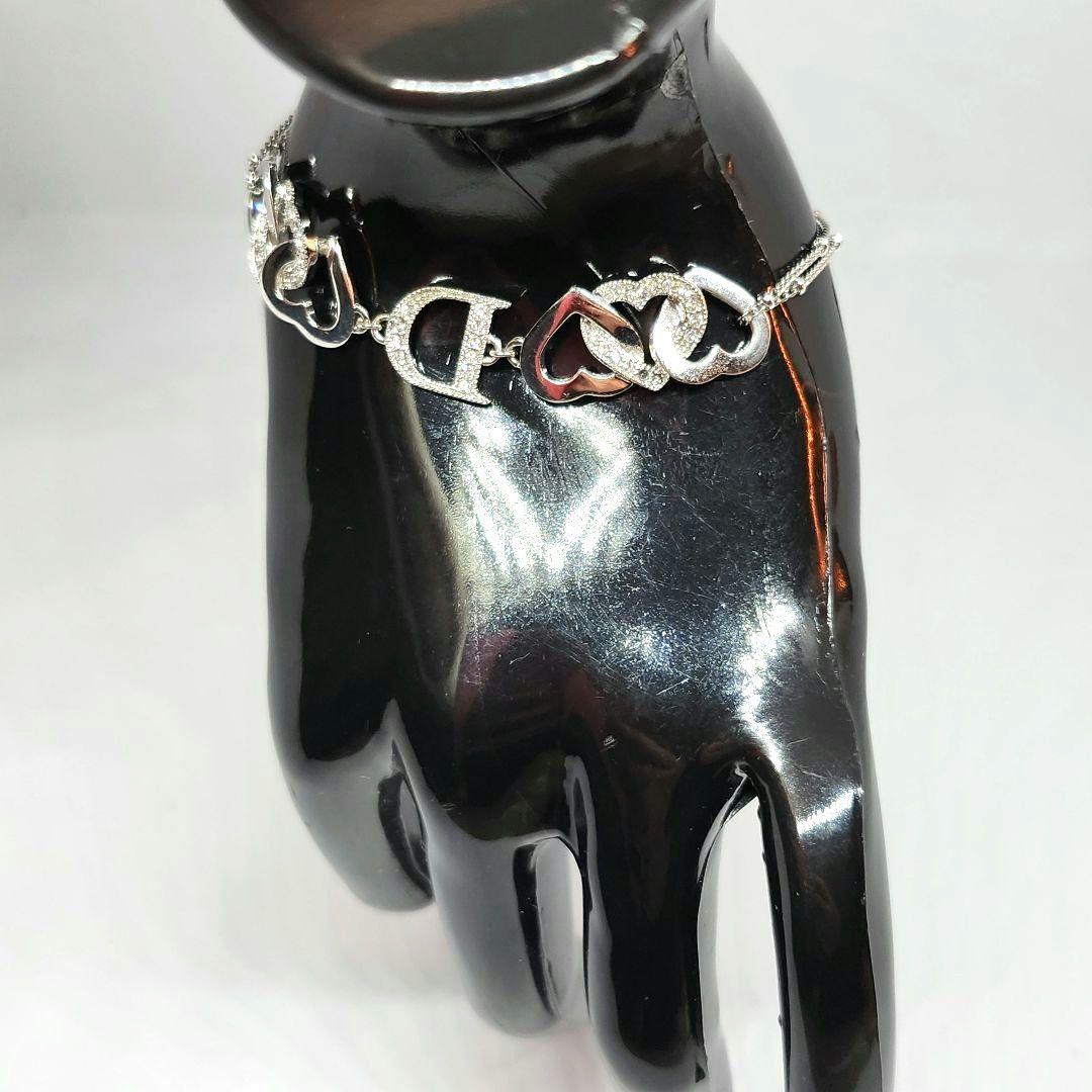 Christian Dior ディオール 3連 ハート ロゴ シルバー ブレス