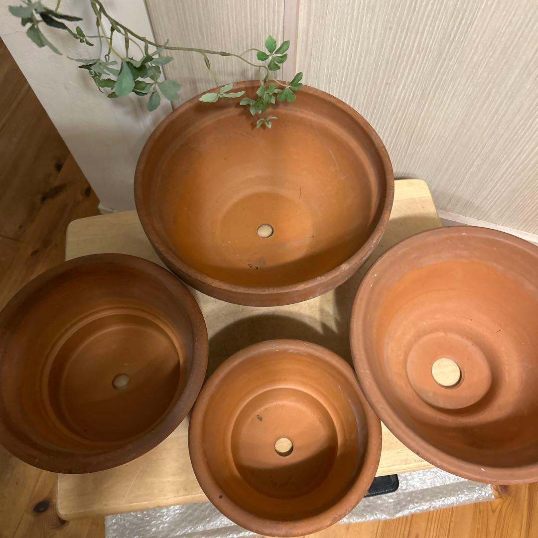 大型モダンシック鉢／中型　植木鉢テラコッタ鉢 【4個】まとめて