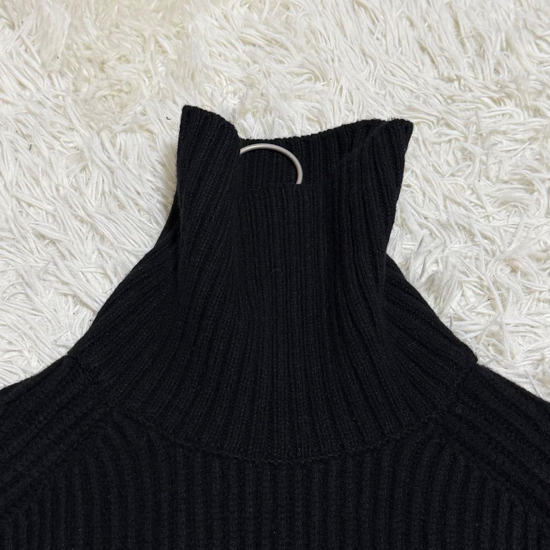 美品✨ドゥロワー ウールカシミヤ リブ編みタートルネックポンチョ 黒 ブラック