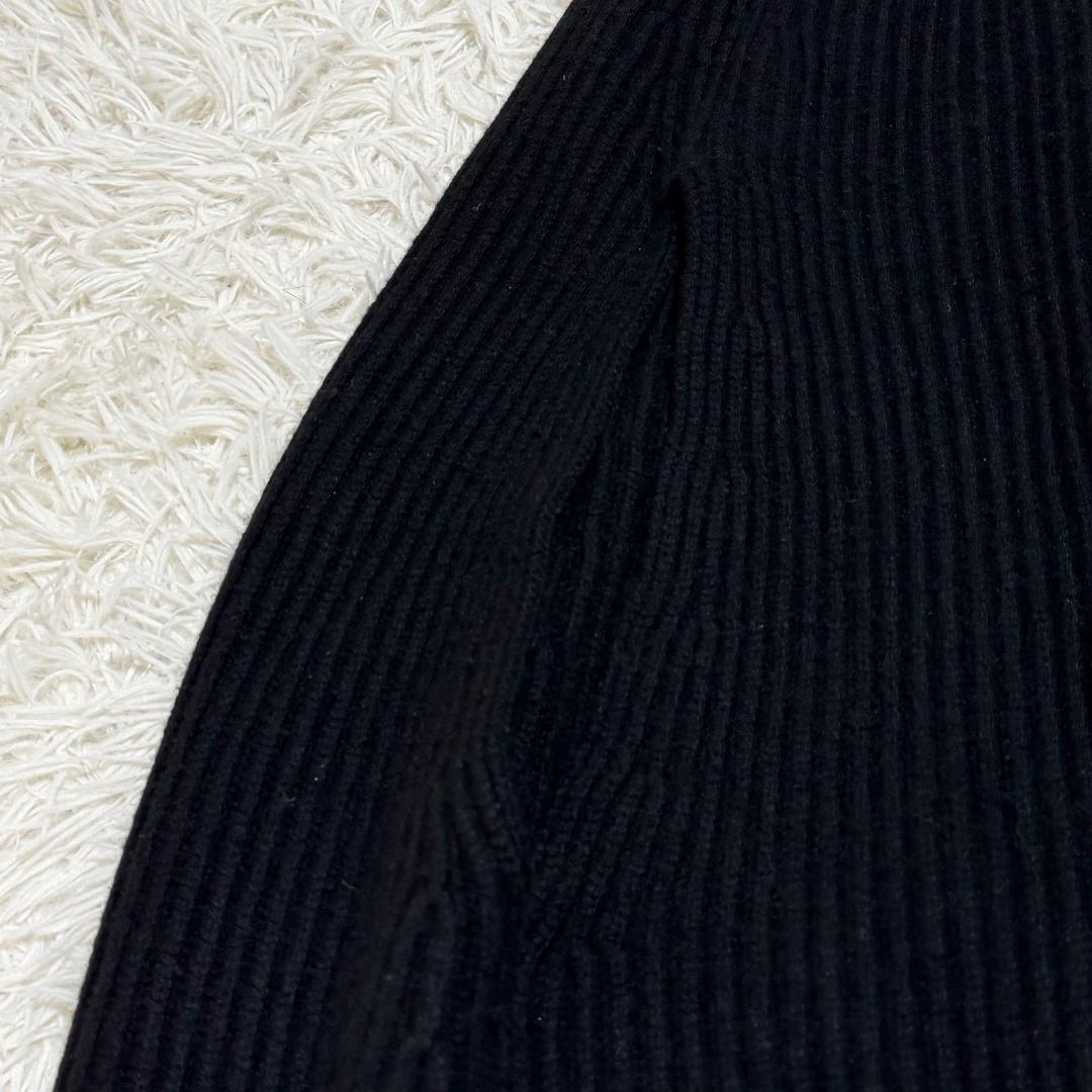 美品✨ドゥロワー ウールカシミヤ リブ編みタートルネックポンチョ 黒 ブラック