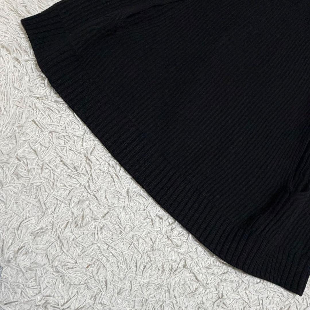 美品✨ドゥロワー ウールカシミヤ リブ編みタートルネックポンチョ 黒 ブラック