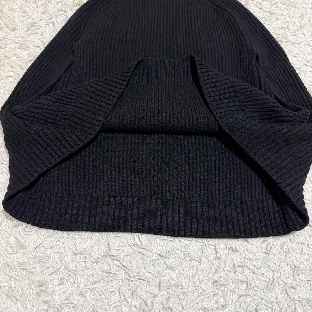 美品✨ドゥロワー ウールカシミヤ リブ編みタートルネックポンチョ 黒 ブラック