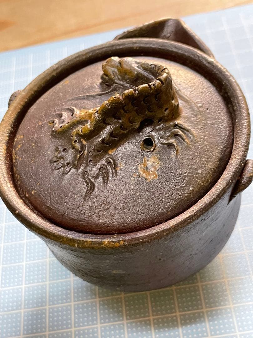 見附文雄 備前焼 龍 宝瓶 【m775 骨董　急須 茶道具　煎茶道具 】