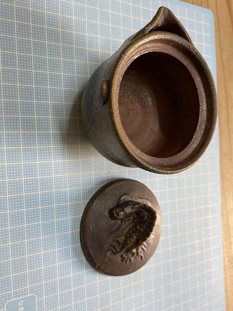 見附文雄 備前焼 龍 宝瓶 【m775 骨董　急須 茶道具　煎茶道具 】