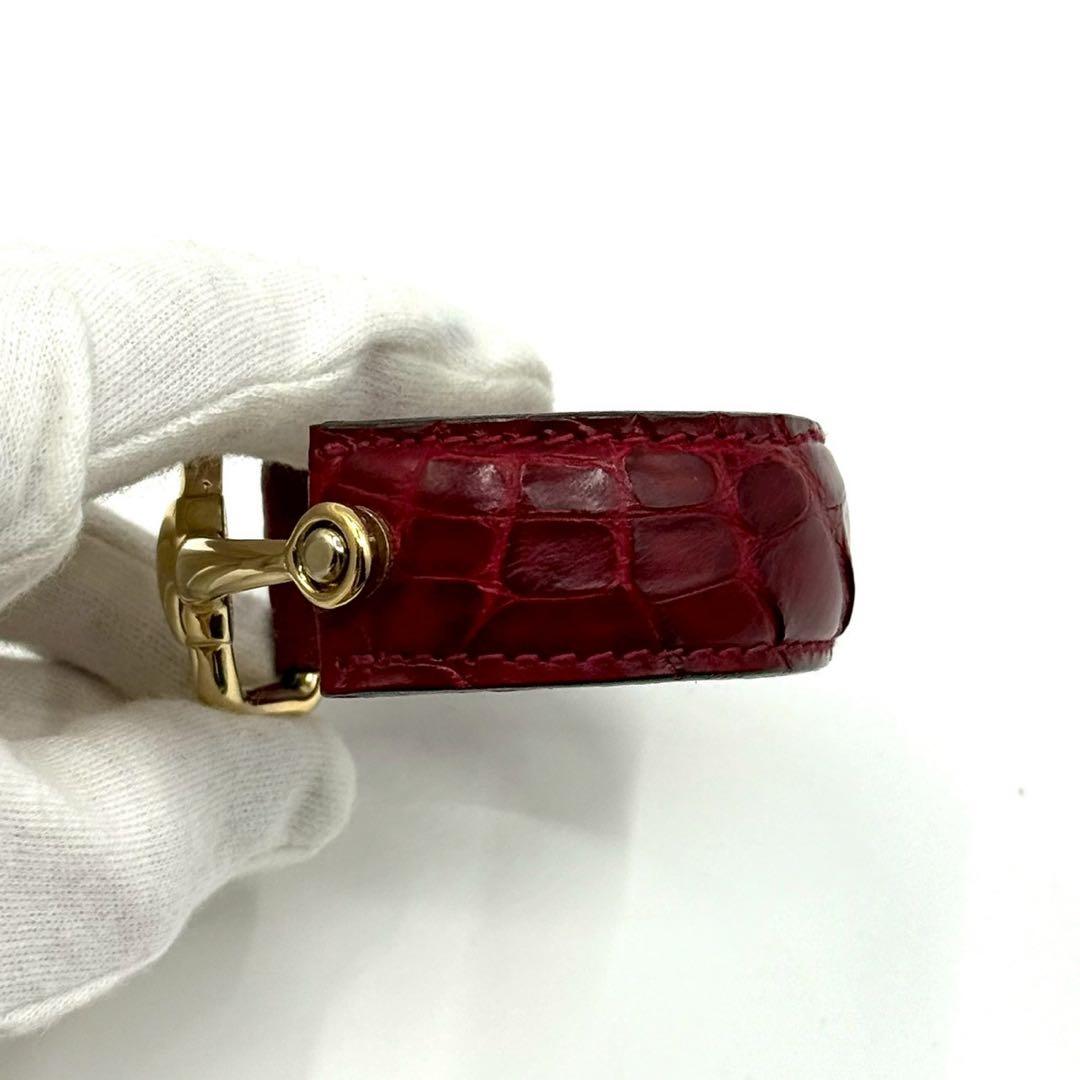 【美品✨希少】グッチ バングル クロコ型押し ホースビット ゴールド金具 レッド