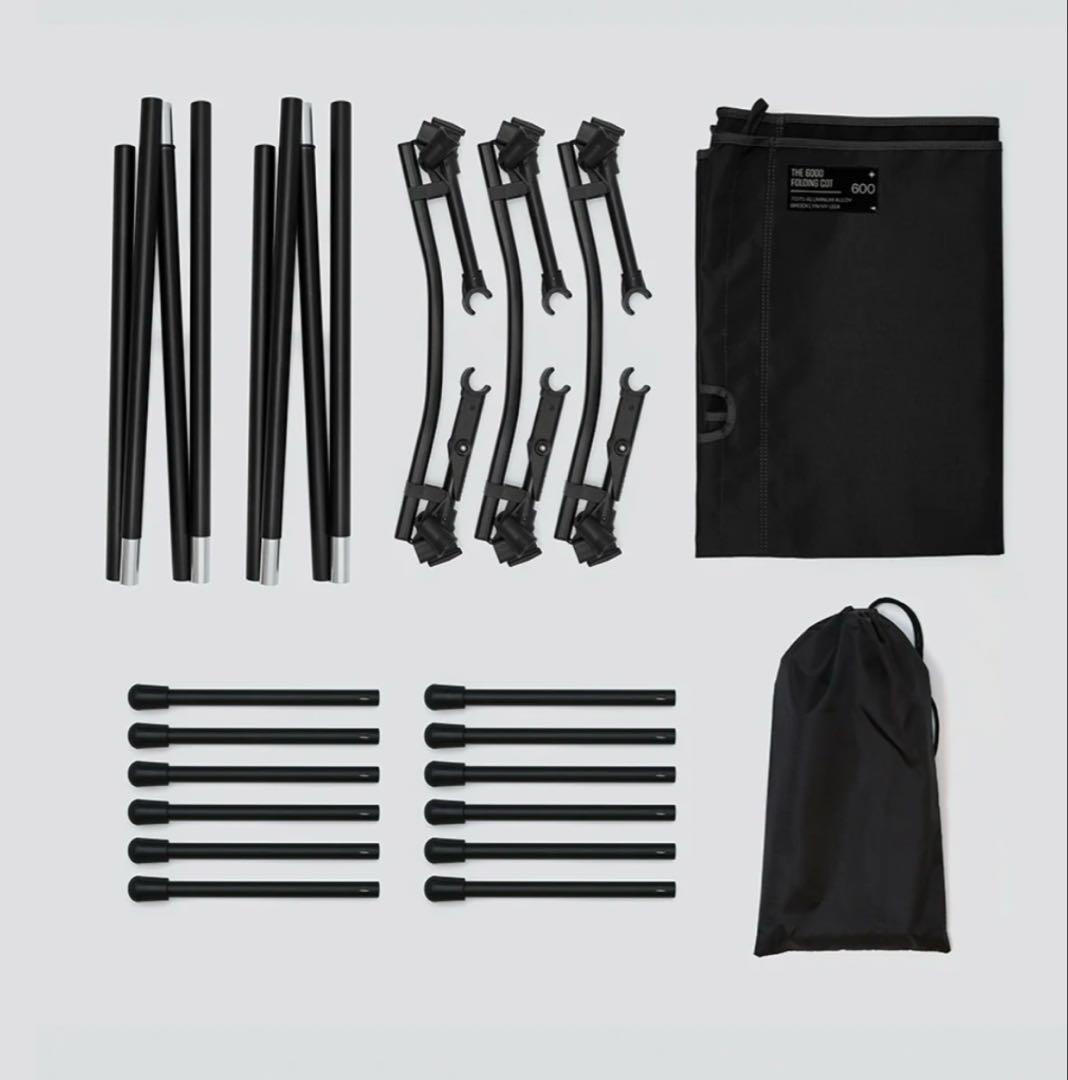 おまけ付　ブルックリンアウトドアカンパニー600Dフォールディングコットブラック