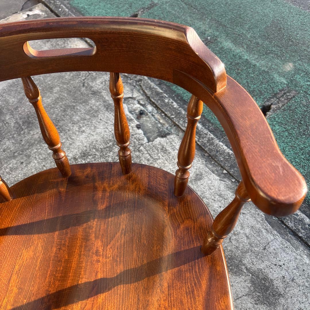 飛騨産業 キツツキ アームチェア 持ち手 ろくろ脚 ヴィンテージ①