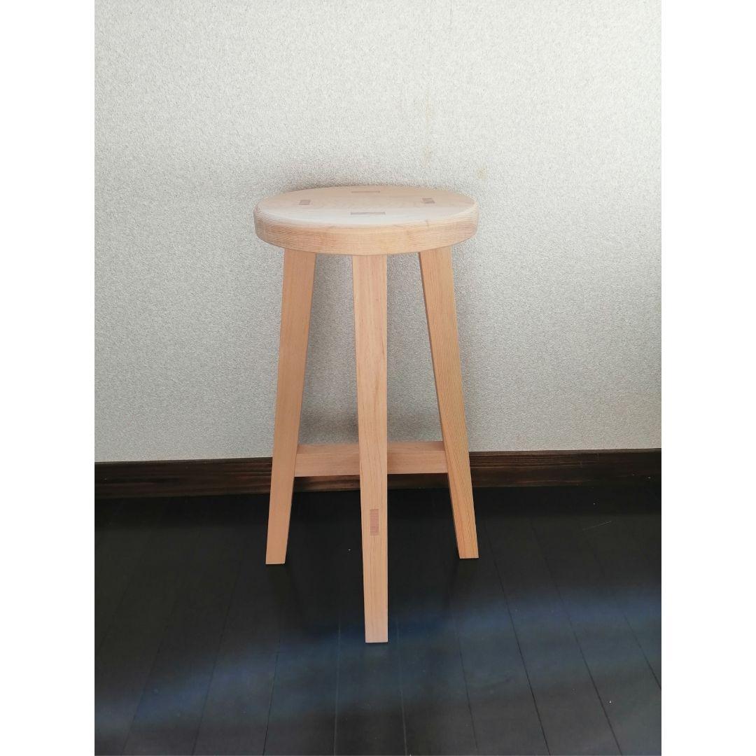【ほぞ組】木製スツール　高さ70cm　丸椅子　stool 　花瓶台