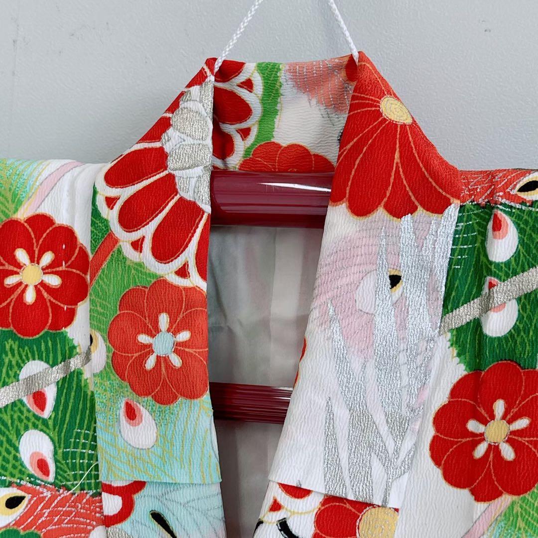 昭和レトロ フルセット 七五三 7歳 女の子 孔雀羽 赤袋帯 簡単半衿