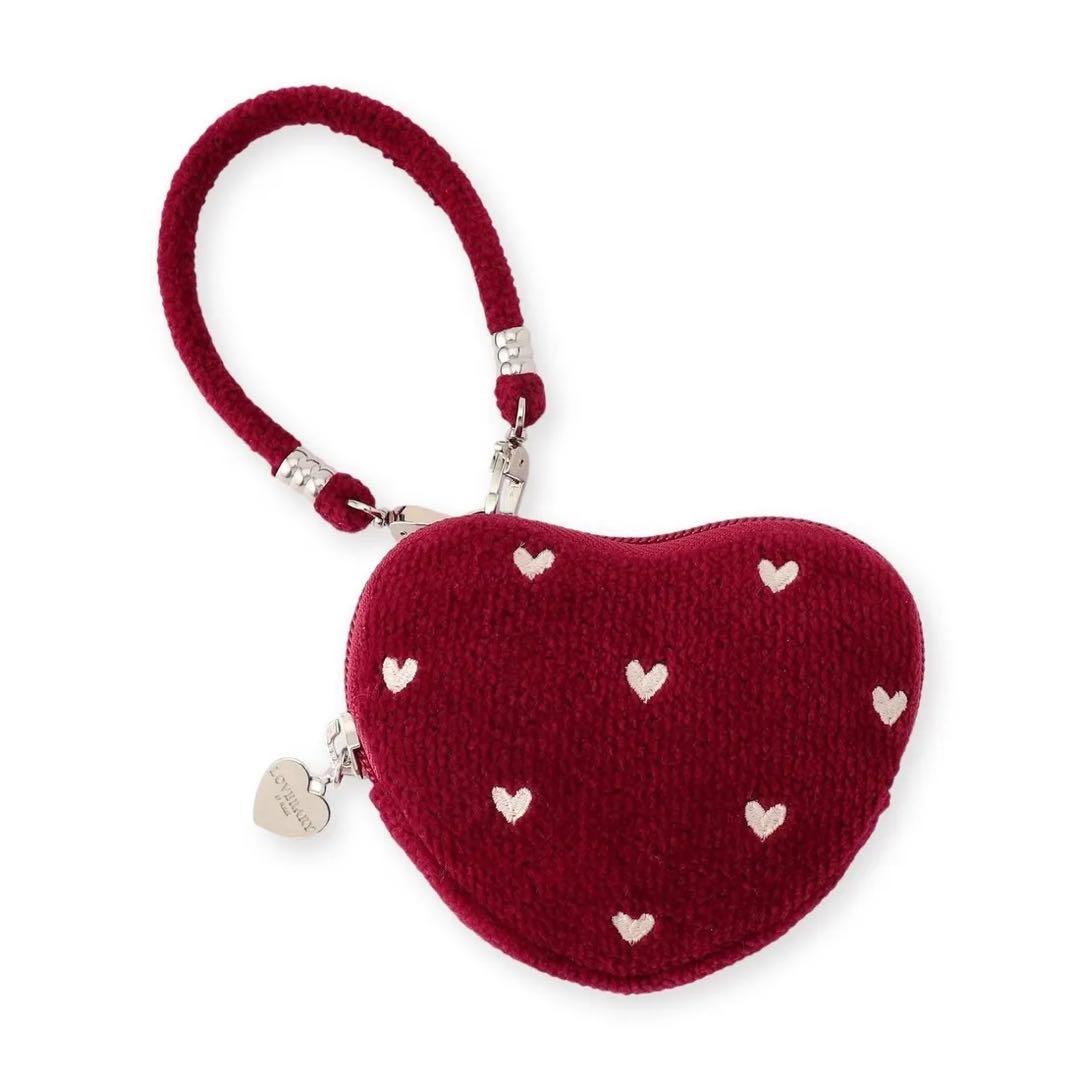 完売品】フェイラー ラブラリーハート ハート型ポーチ ダークレッド 赤