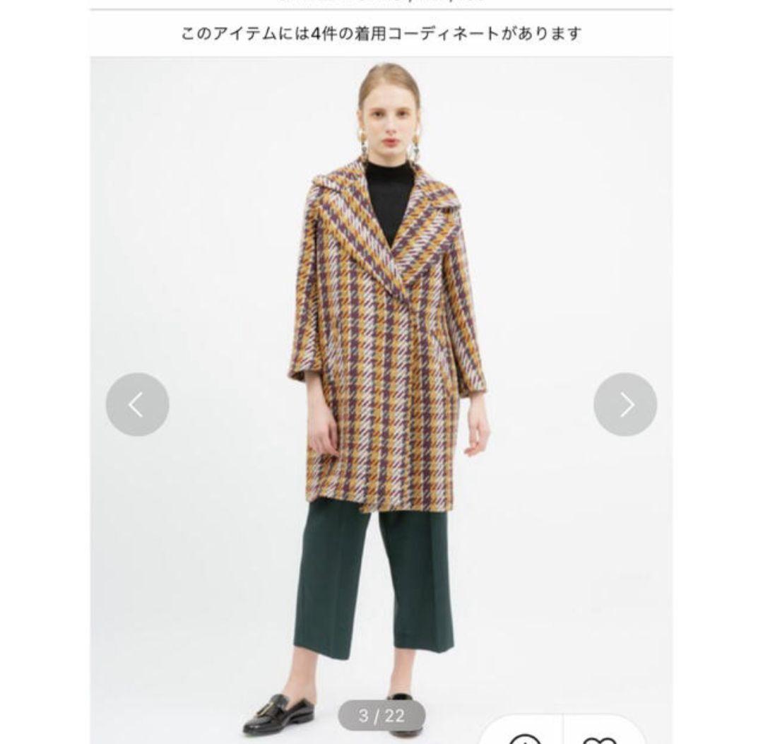 p*0様 橋本環奈着用united tokyo ビッグカラーショートコートチェッ