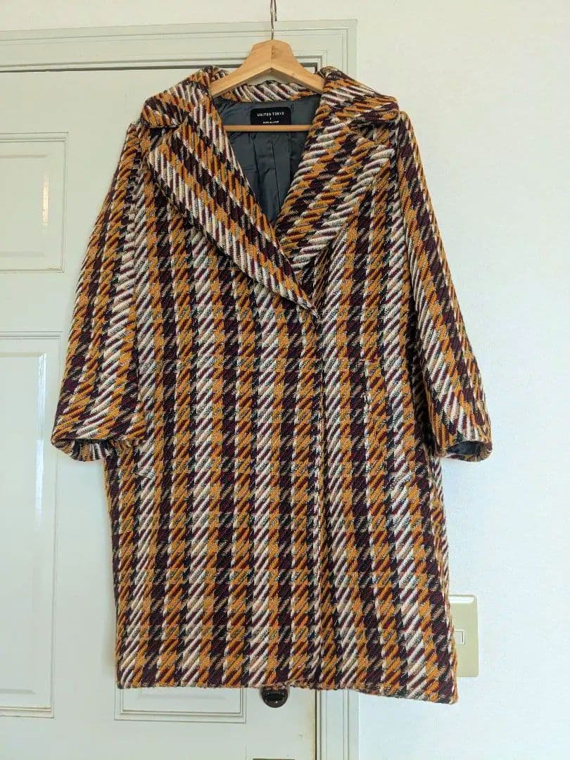 p*0様 橋本環奈着用united tokyo ビッグカラーショートコートチェッ
