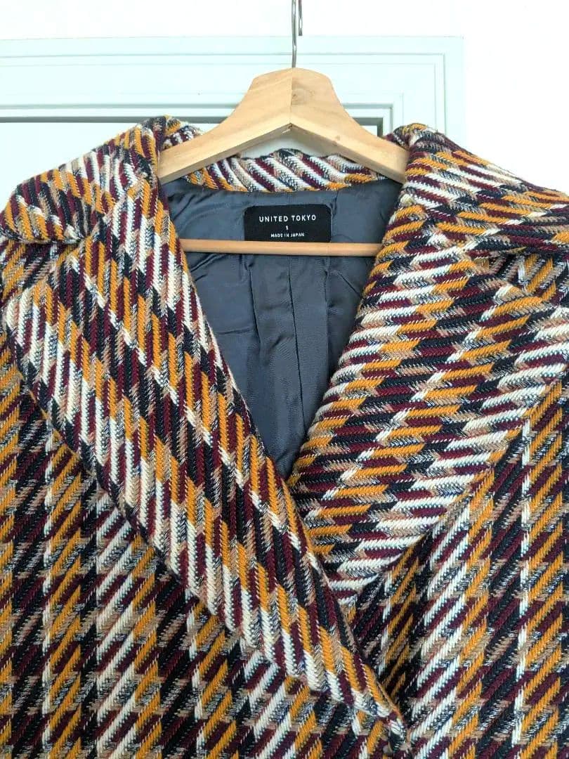 p*0様 橋本環奈着用united tokyo ビッグカラーショートコートチェッ