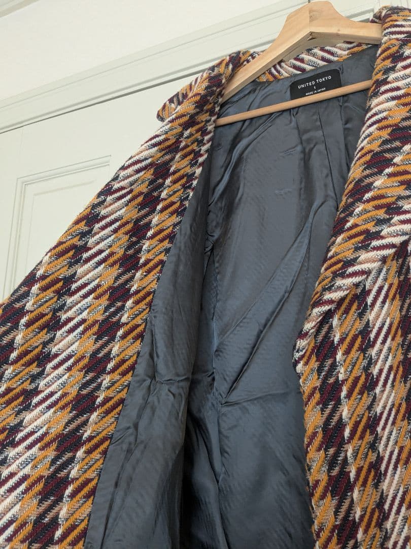 p*0様 橋本環奈着用united tokyo ビッグカラーショートコートチェッ