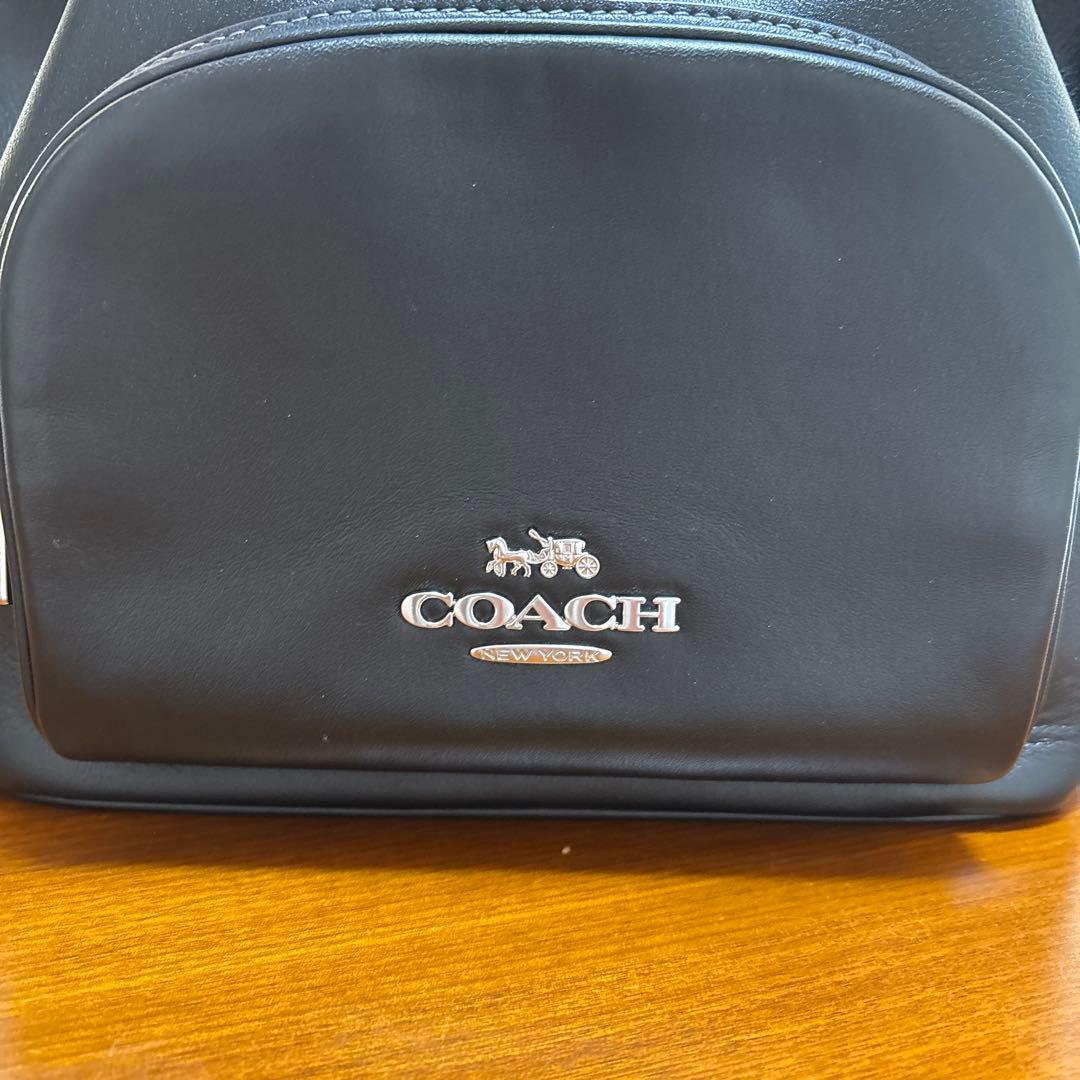 COACH 黒 巾着 レザー バックパック リュック ブラック CR100