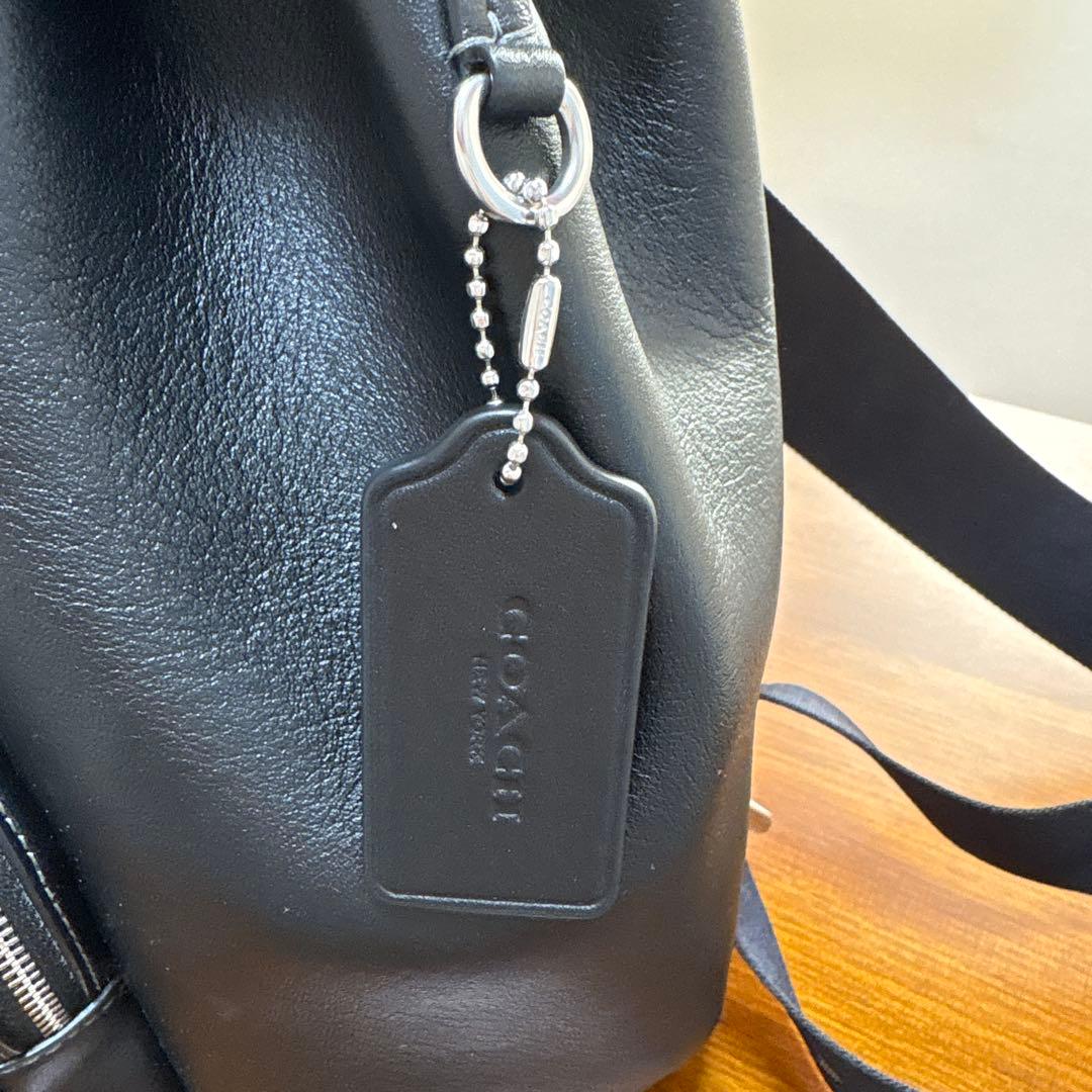 COACH 黒 巾着 レザー バックパック リュック ブラック CR100