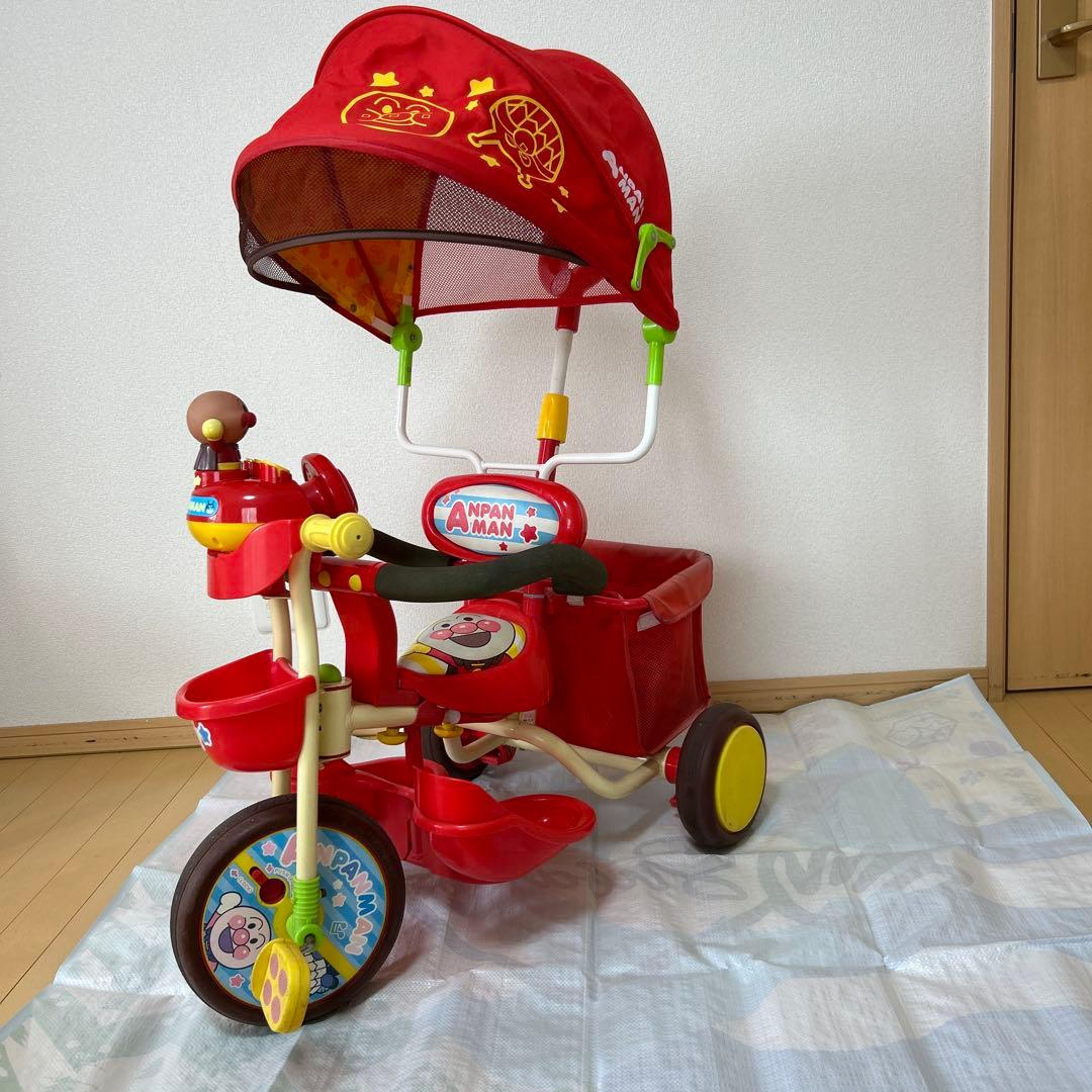 アンパンマン 三輪車 赤 日よけ付き - メルカリ