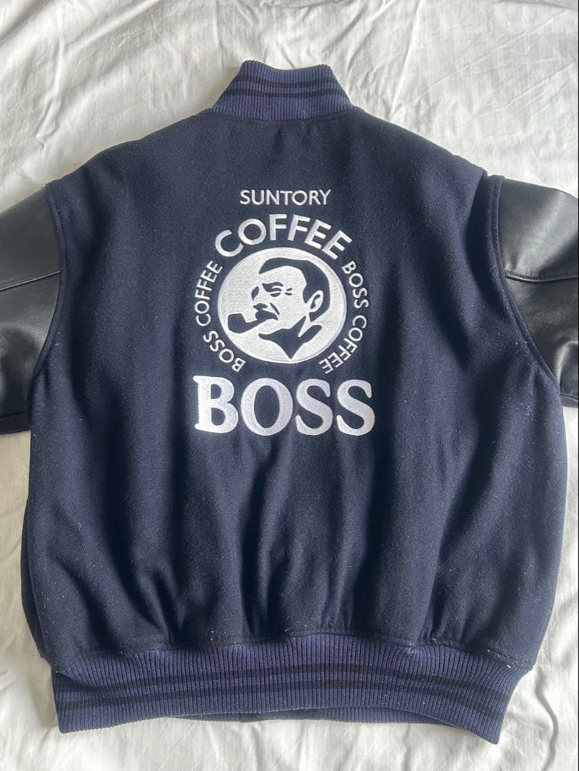 非売品 OFFICE CUEコラボ サントリー ボスジャン 刺繍ロゴ レザー