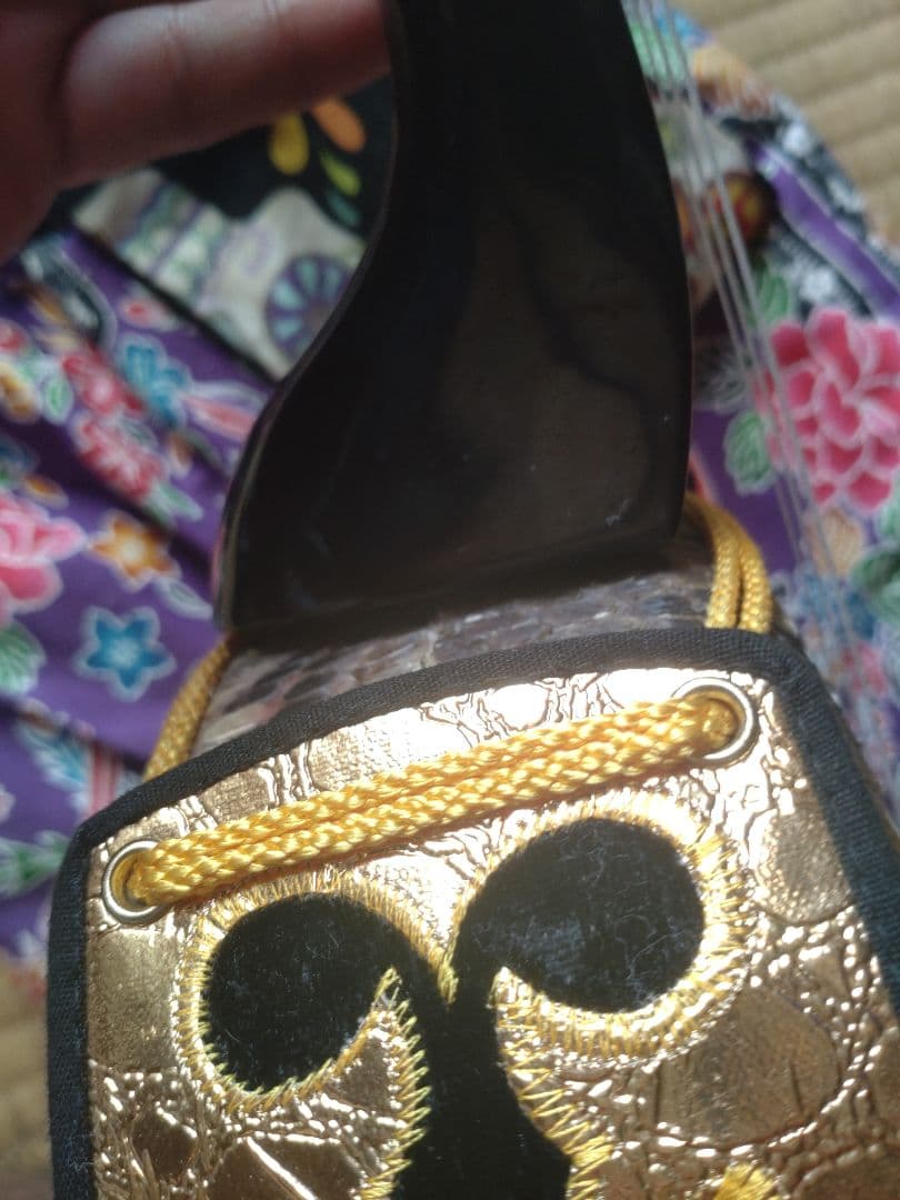 沖縄三味線本体 本皮ヘビ皮製 3弦と水牛バチセット