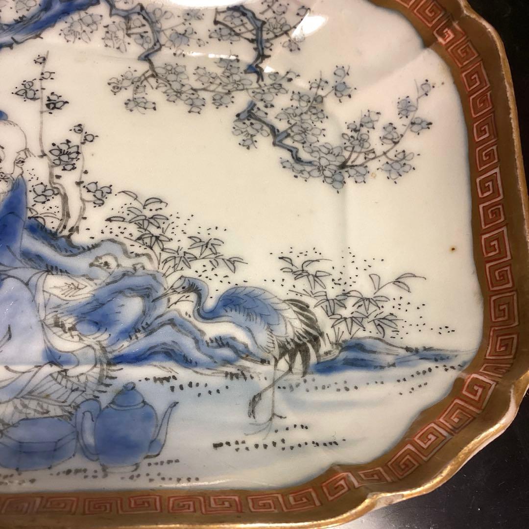 A913 古伊万里 染錦手 変形角皿 梅と文人紋様 5枚 - メルカリ