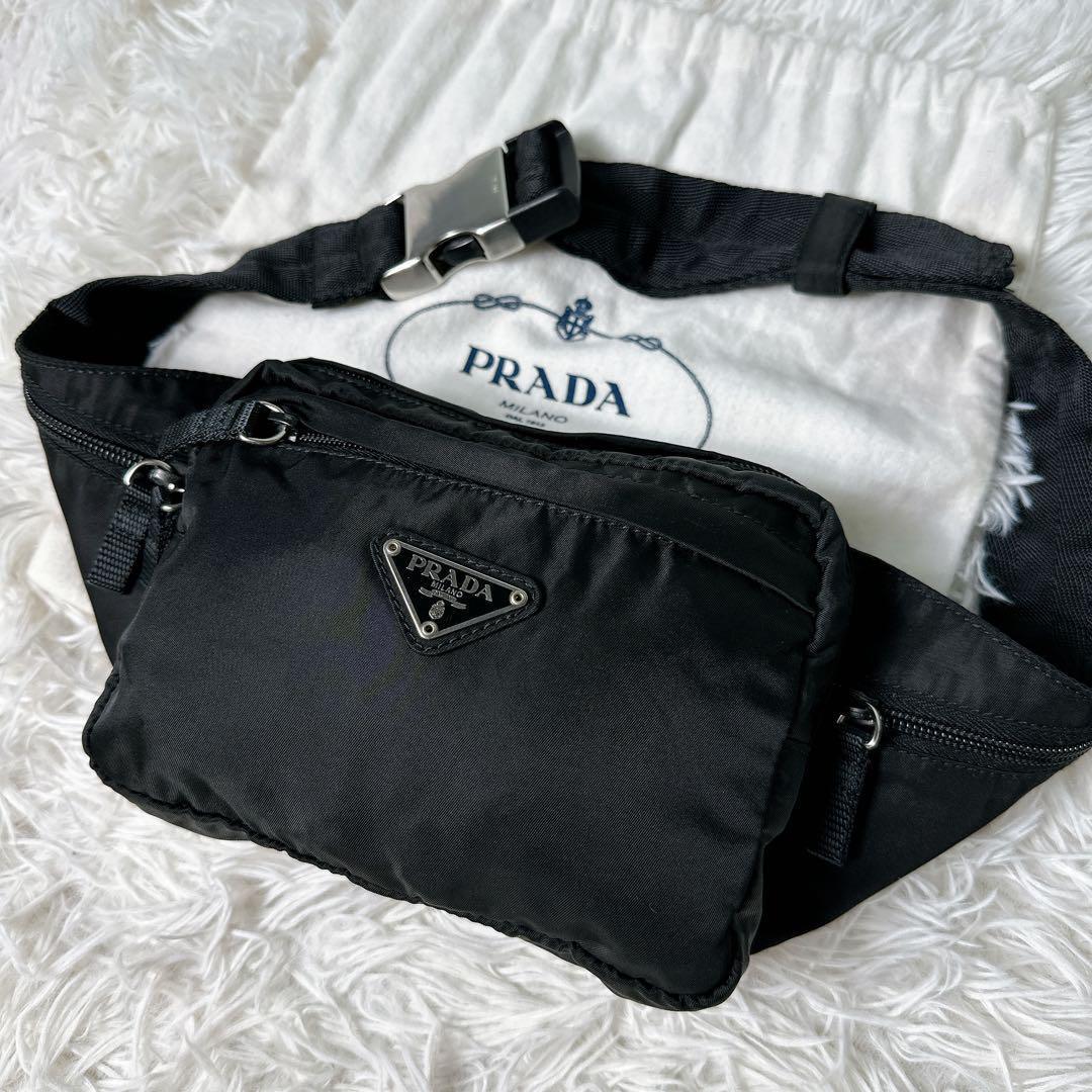 美品✨プラダ ウエストバッグ ボディバック 2vl001 テスートナイロン 黒