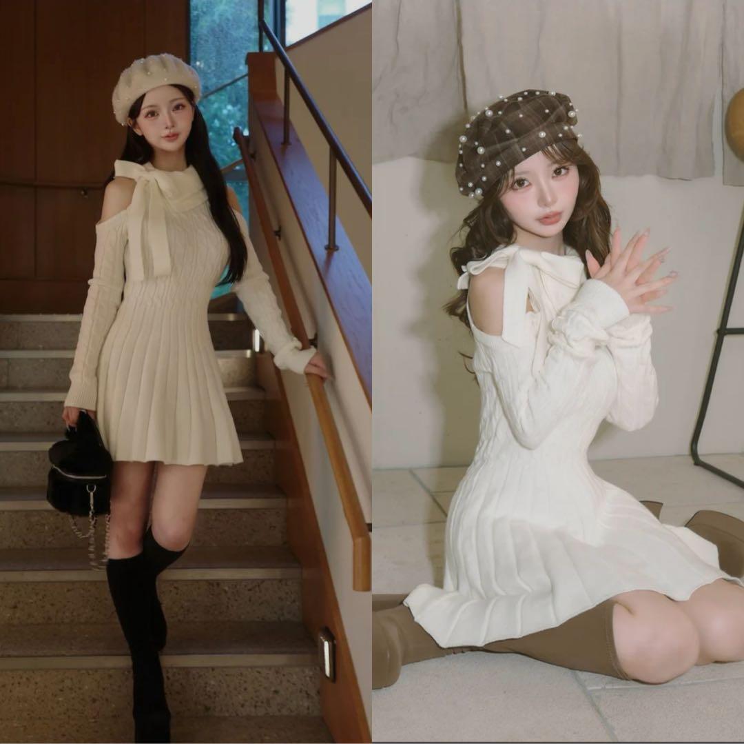 Darich《ダーリッチ》アメスリフレアニットミニワンピース IVO Ｓ