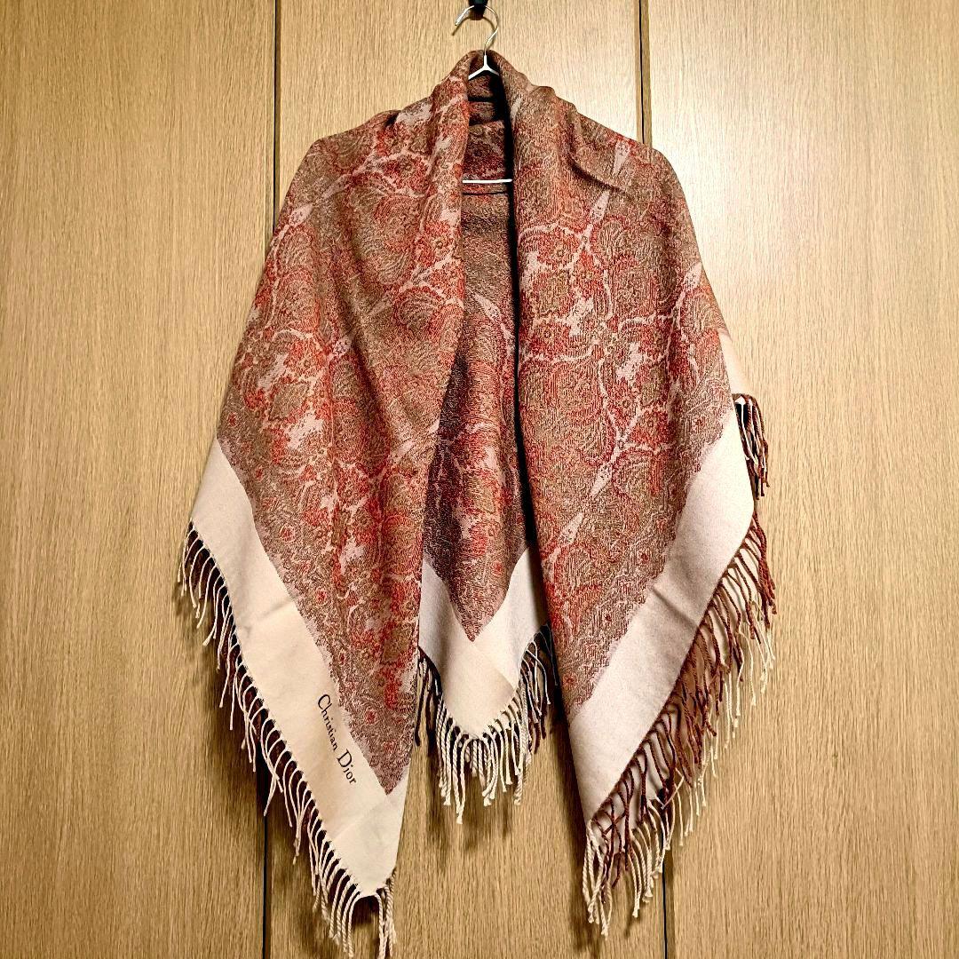 クリスチャンディオール 大判 ストール ショール ウール 秋冬 ヴィンテージ
