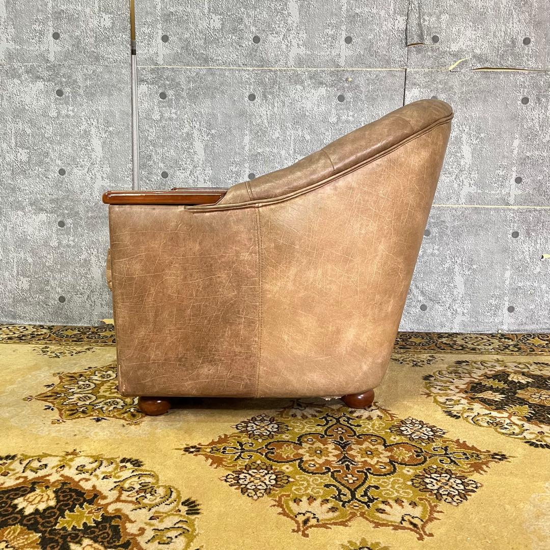 ꧁ヴィンテージ家具꧂1人掛けソファ&3人掛けソファセット アンティーク レザー