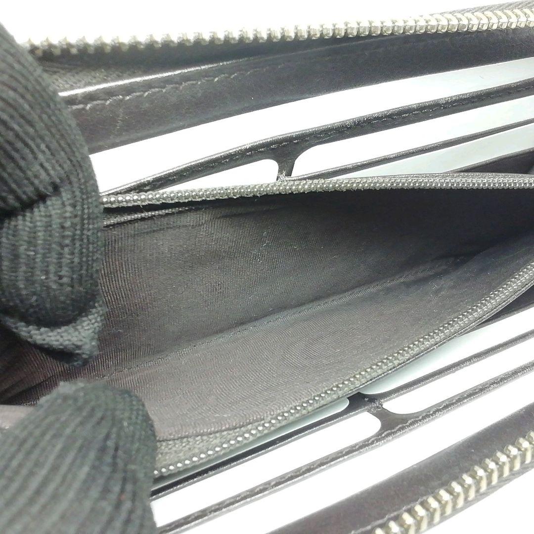 GUCCI　グッチ　シマレザー　ブラウン　ラウンドファスナー　保存袋・付属品