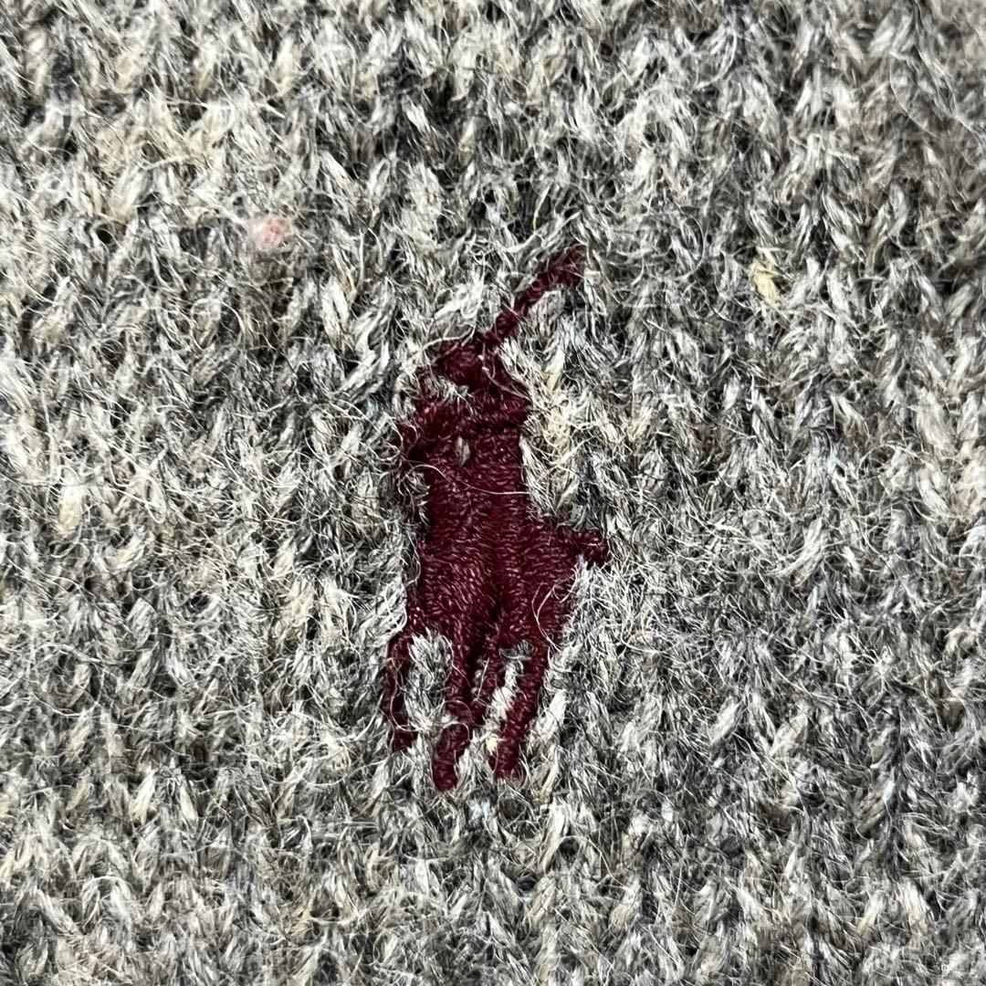 ポロ ラルフローレン ニット セーター グレー赤ポニー刺繍 ウール M