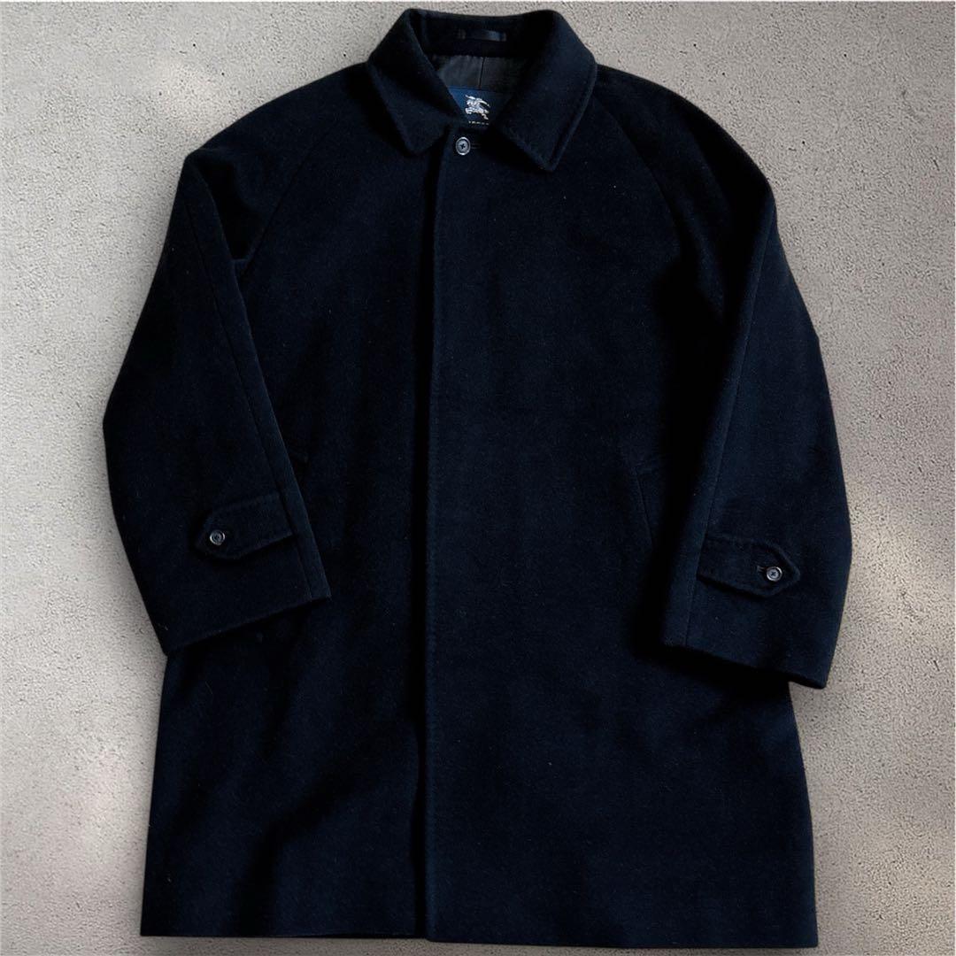 美品 バーバリーロンドン カシミヤ アンゴラ混 ハーフコート 黒 ノバチェック