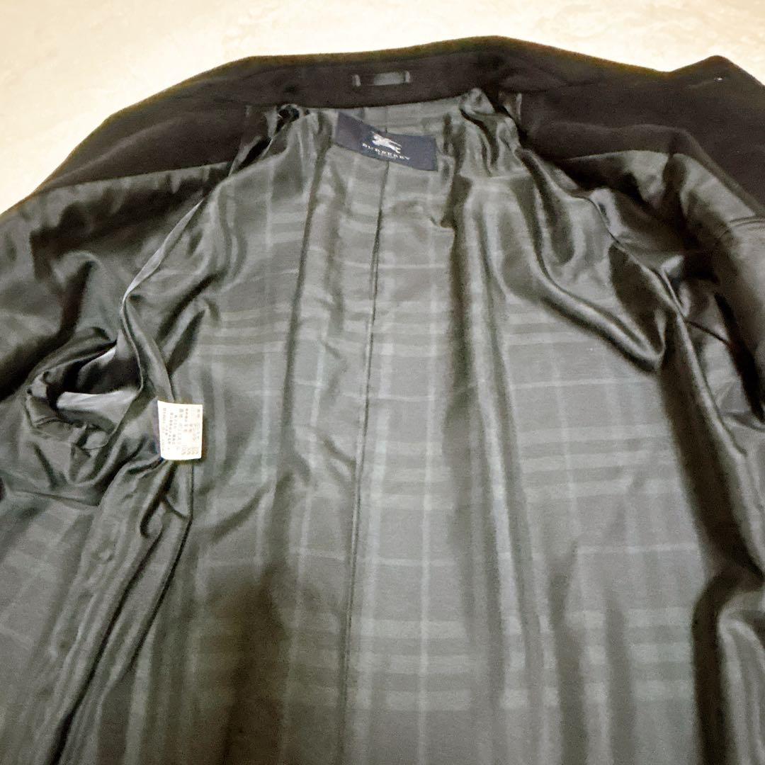 美品 バーバリーロンドン カシミヤ アンゴラ混 ハーフコート 黒 ノバチェック