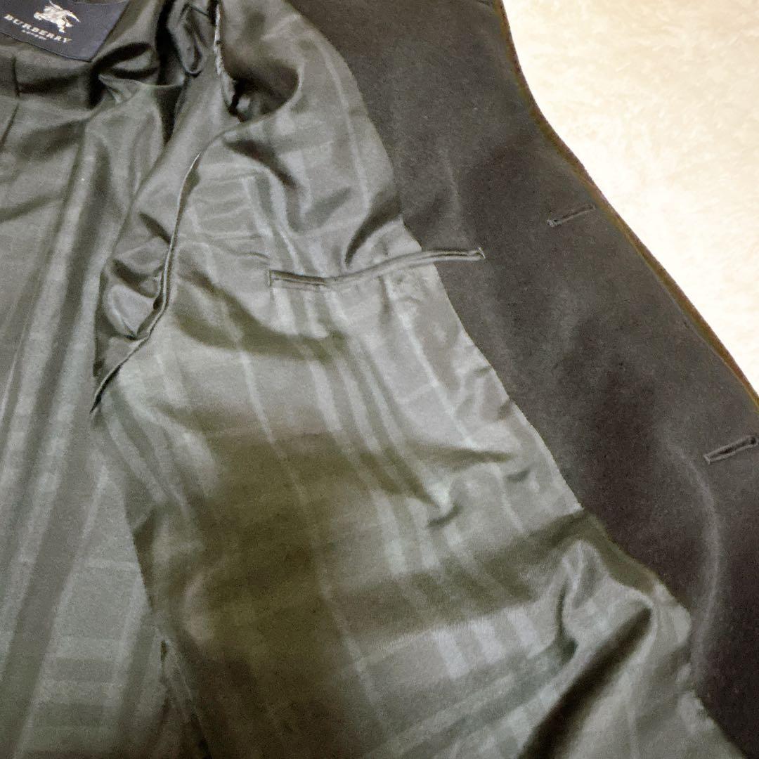 美品 バーバリーロンドン カシミヤ アンゴラ混 ハーフコート 黒 ノバチェック