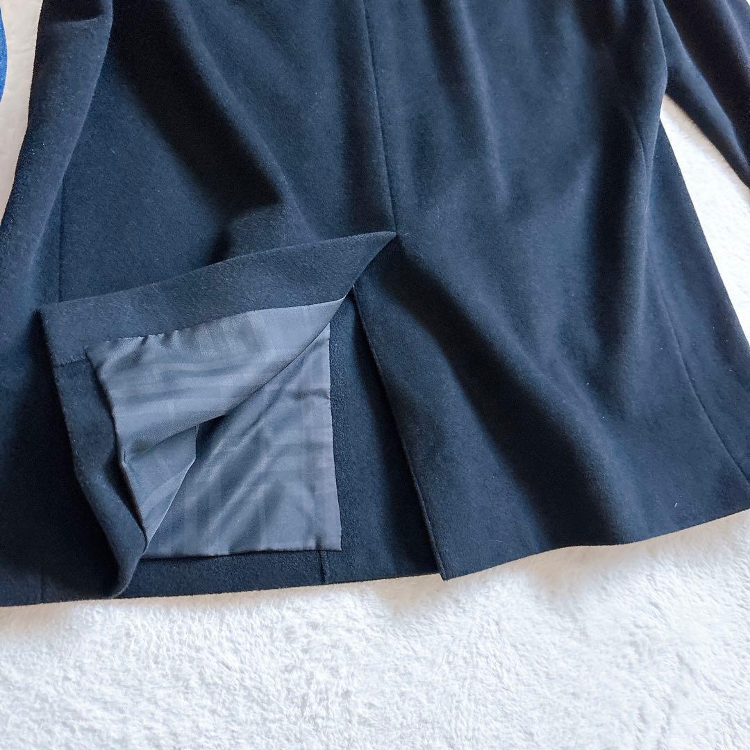 美品 バーバリーロンドン カシミヤ アンゴラ混 ハーフコート 黒 ノバチェック