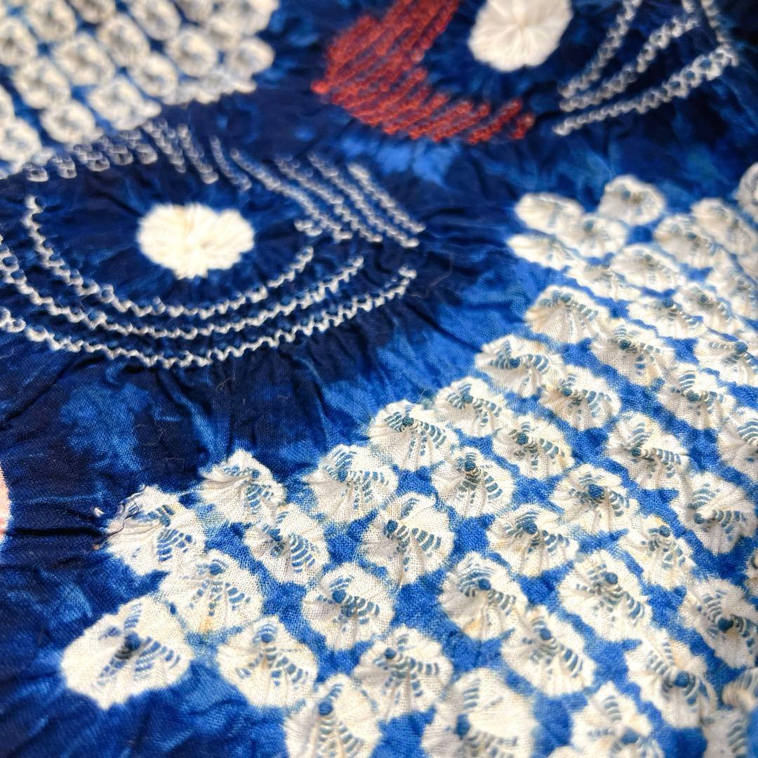 未使用　有松鳴海絞り　反物　浴衣　本絞り　藍染　着物　帯　012k