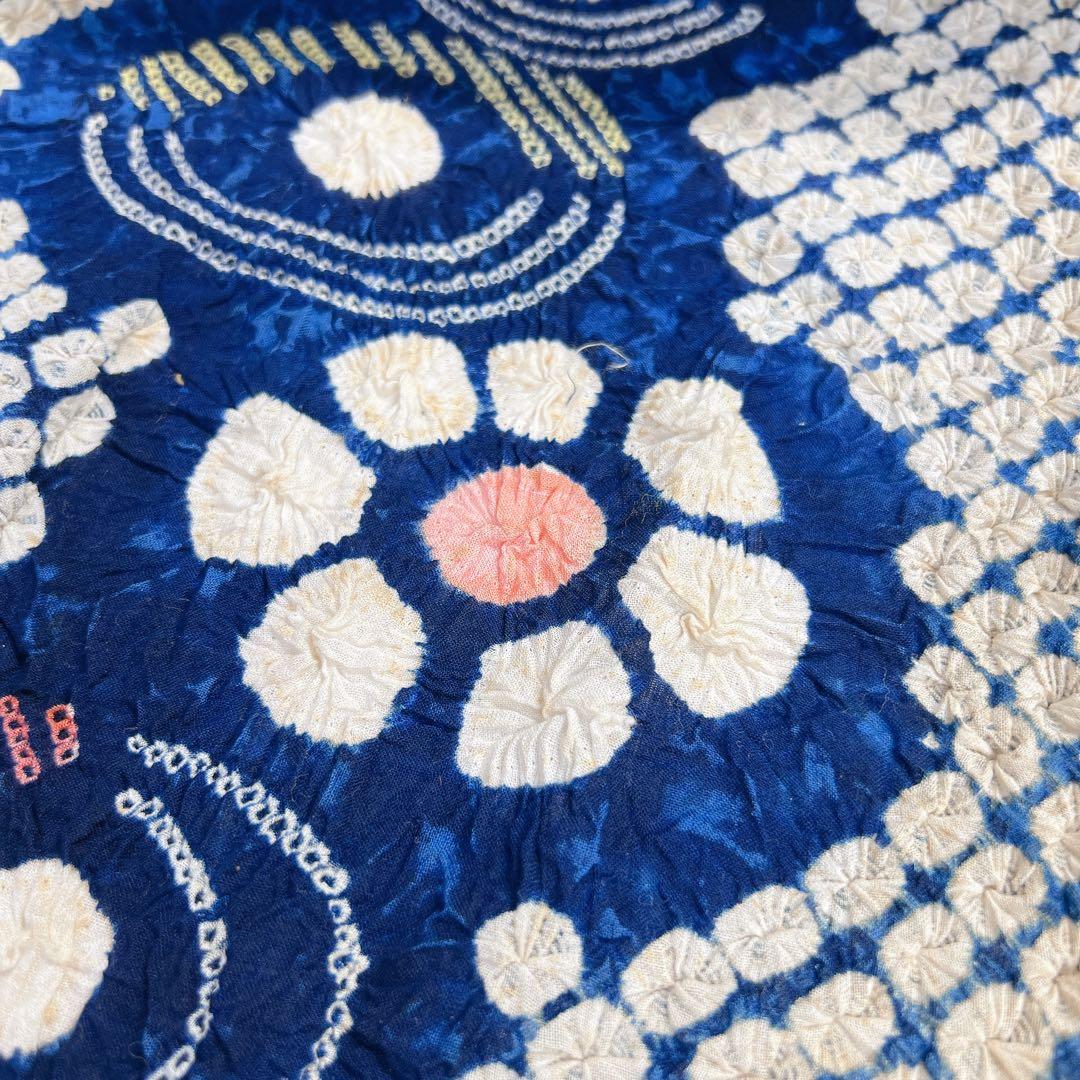 未使用　有松鳴海絞り　反物　浴衣　本絞り　藍染　着物　帯　012k