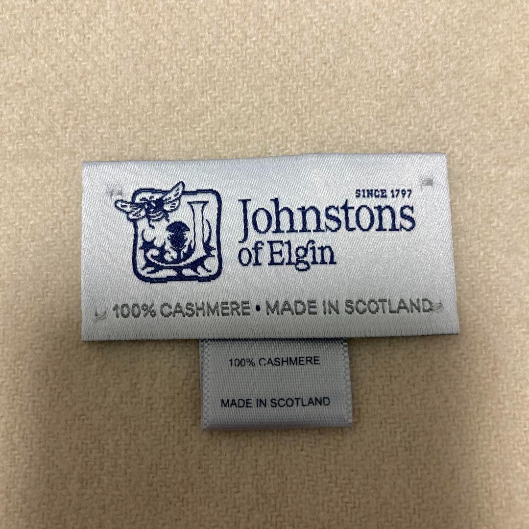 美品 ジョンストンズ カシミヤ100％ 中判ストール オフホワイト