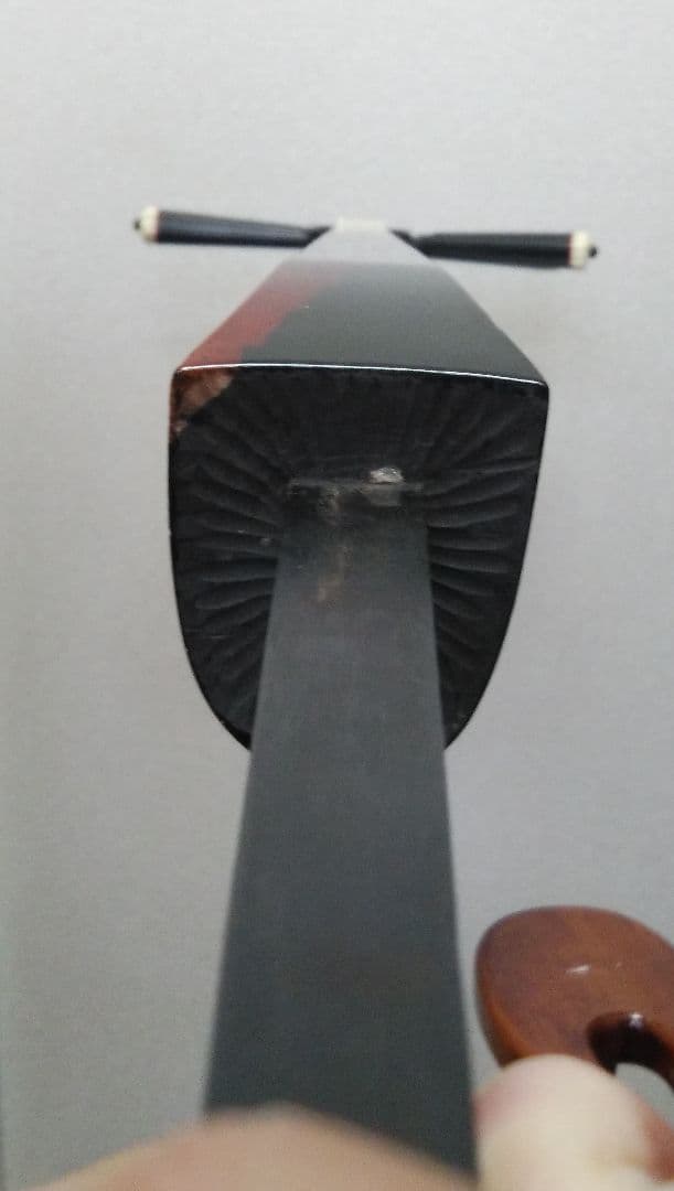 三線 銘苅春政作 知念大工型 特級黒檀材 棹と胴のみ