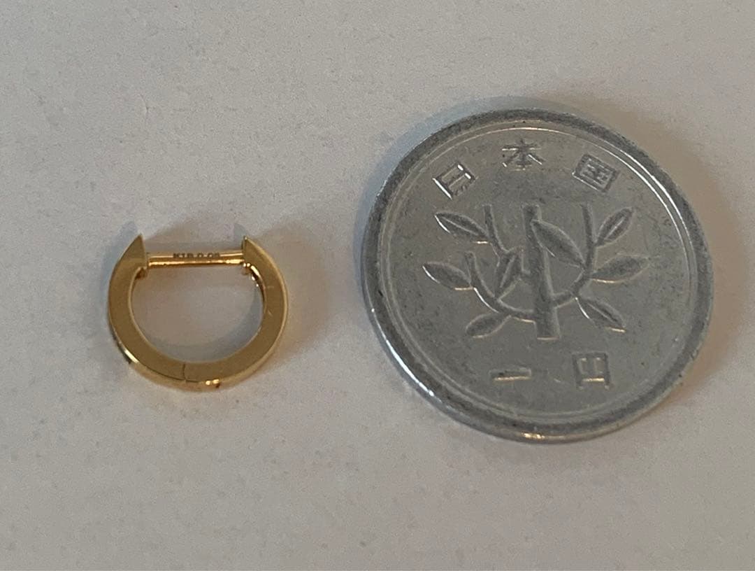 k18 片耳ピアス フープ ワッカ ブラックダイヤモンド 中折れ式