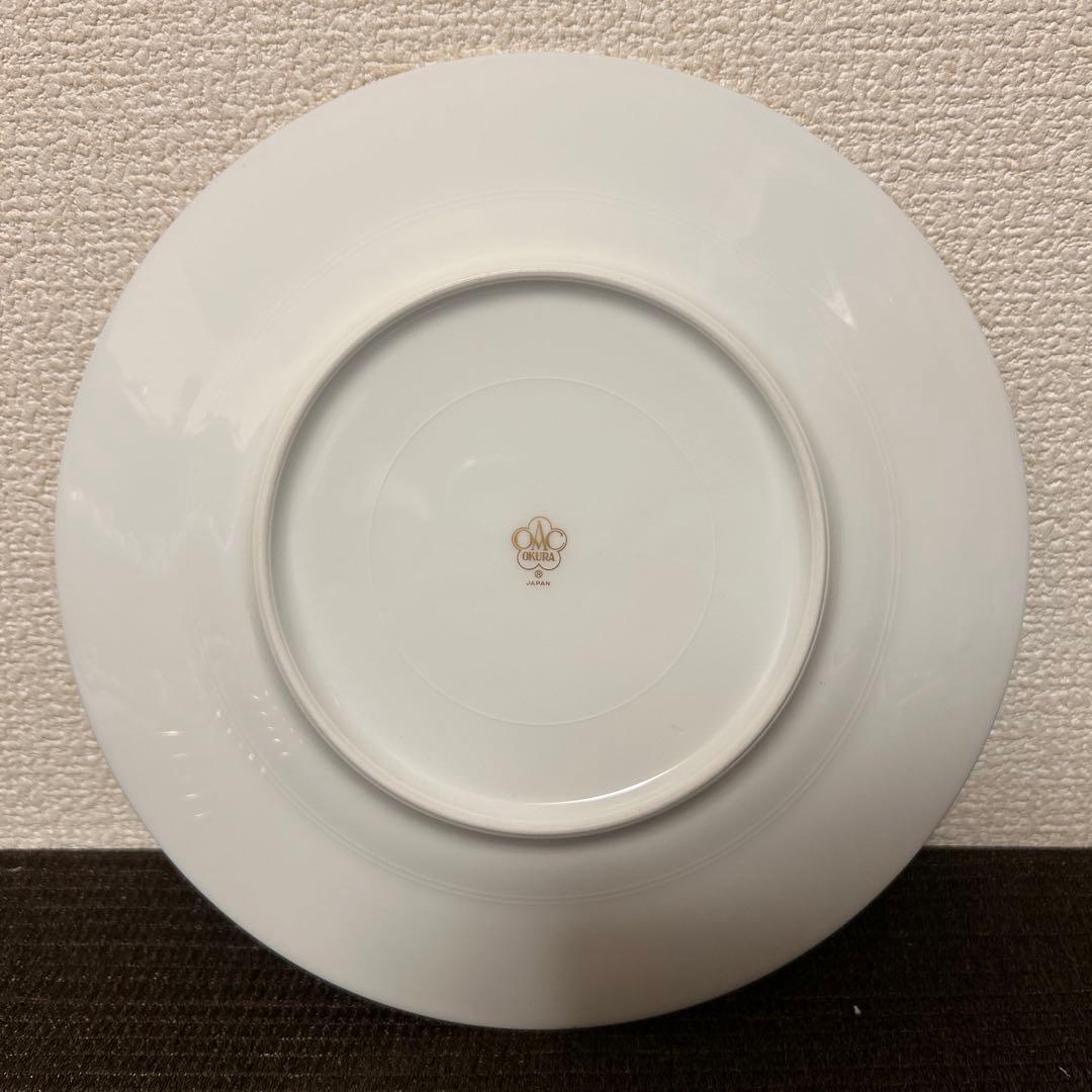 大倉陶園　瑠璃片葉金蝕　岡染め椿　デザートプレート　20.5cm ブルーローズ